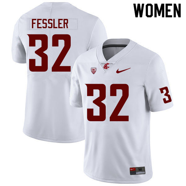Women #32 Van Fessler Washington State Cougars College Football Jerseys Sale-White